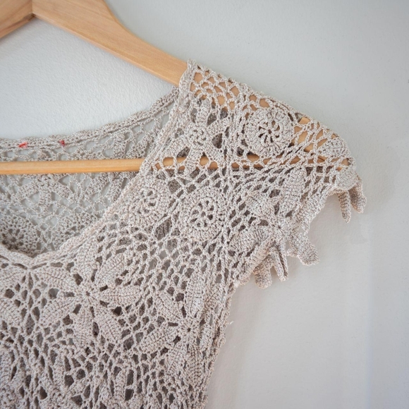 Cottagecore Crochet Beach Coastal Cowgirl Boho Indie Festival Ombre Summer Shirt - Picture 3 of 4